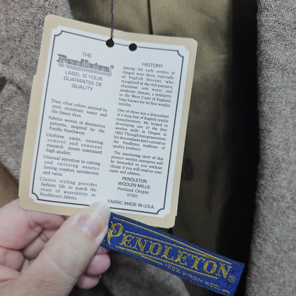 NWT Vintage Pendleton Wool Blazer Jacket Leather Shoulders Elbows Size 42 Tall. - Picture 10 of 13